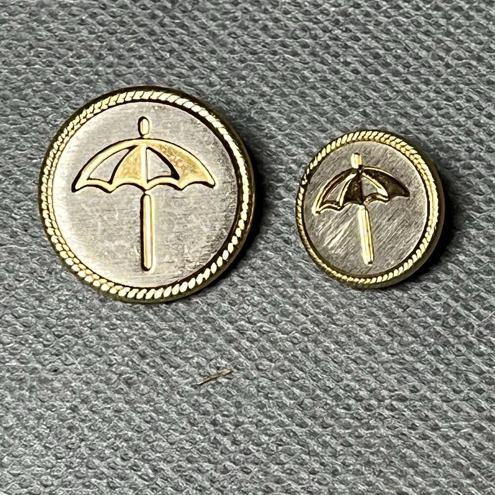 Buttons Raincoat Umbrella/Parasol Buttons Metal Silvertone/Goldtone 7/8" & 5/8"